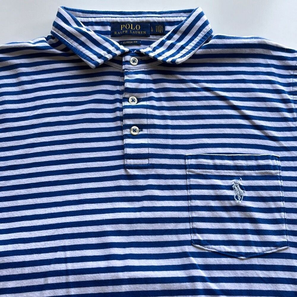 Polo Ralph Lauren Classic Fit Striped 100% Soft Cotton Polo Mens Large